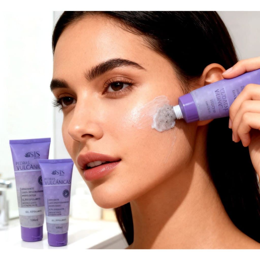 Gel Esfoliante Pedras Vulcânicas Isis Makeup 100ml Efeito Detox Limpeza Facial^~ Profunda Anti-Oleosidade Clareador.