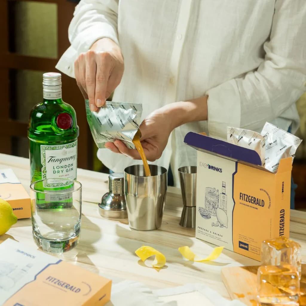 Drink Fitzgerald Easy Drinks Pack 6 Sachês 🍸 Base Líquida Fruta Real - Kit Gin Coquetelaria Profissional Original
