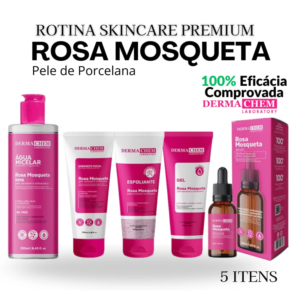 Skincare Completo ROSA MOSQUETA CLAREADOR HIDRATANTE E PELE MACIA Dermachem