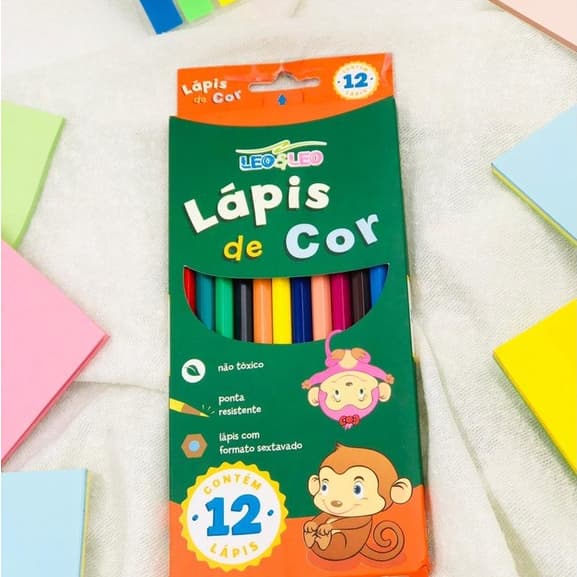 Lápis de Cor Flexível para Crianças - Atóxico e Resistente Cores Vivas Caixa c/ 12 Cores
