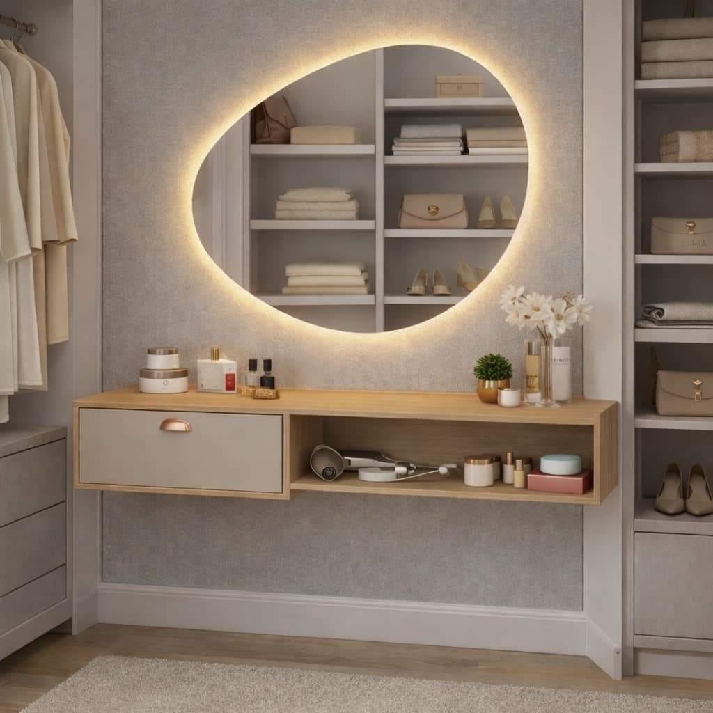 Penteadeira Suspensa Make Up Virginia Com Porta Mesinha Maquiagem Bancada Pequena Quarto Supremo