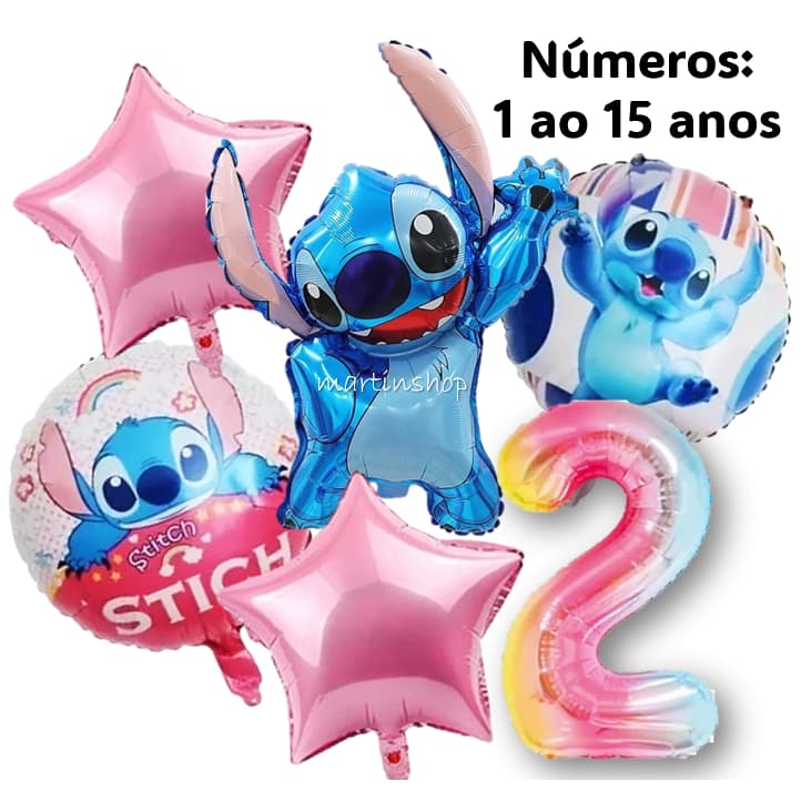 6 Balões Metalizado Lilo Stitch& Decoração De Aniversario