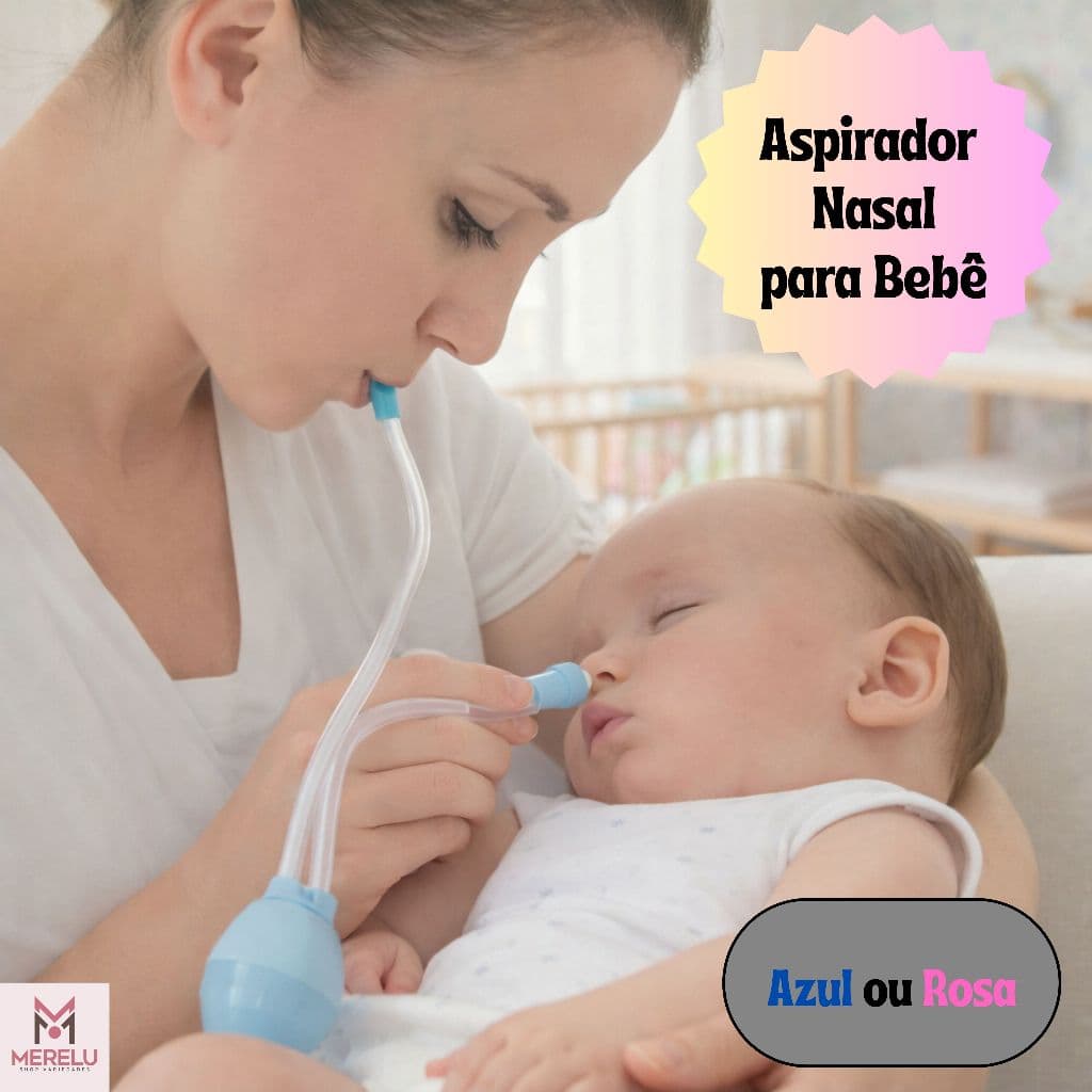 Aspirador Nasal Infantil Sucção Suave Segura Facil Uso Portatil Rosa ou Azul