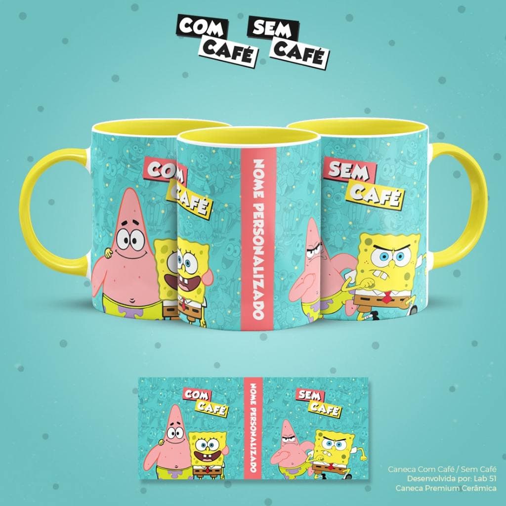 Copo Caneca de Porcelana Com e sem Café Personagens