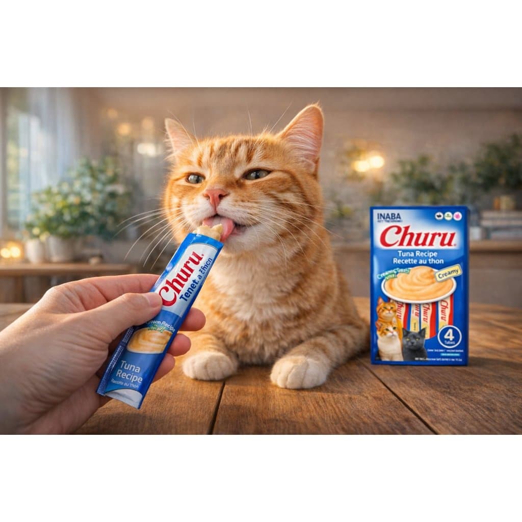 Purê Churu Sabor Atum para Gatos Petisco Cremoso e Natural em Bisnaga Ideal para Gatos Exigentes 56g