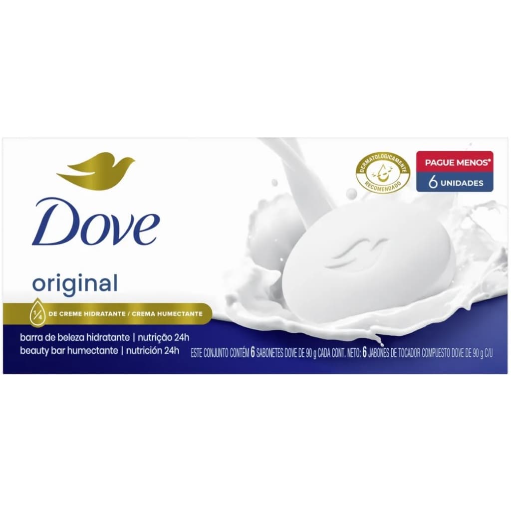 Kit Sabonete Dove Original Pack Com 6 Unidades de 90g cada