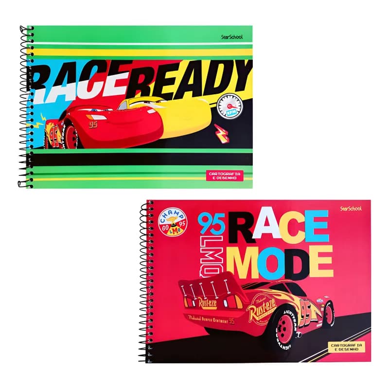 Caderno De Desenho Relampago Mcqueen 80 Folhas Capa Dura