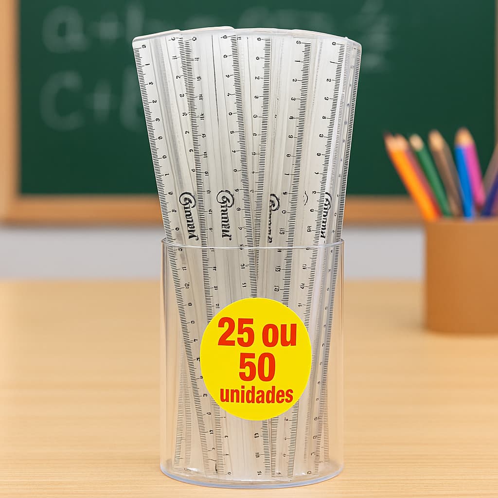 Régua Cristal 30cm Acrinil | 25/50 Unidades