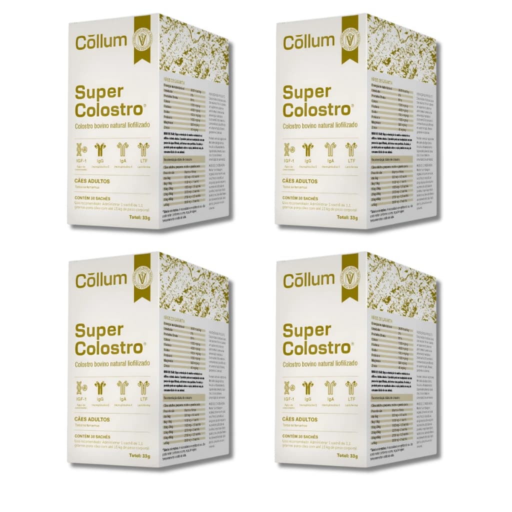 Kit 4 Caixas De Super Colostro Bovino Natural Para Cães Pets
