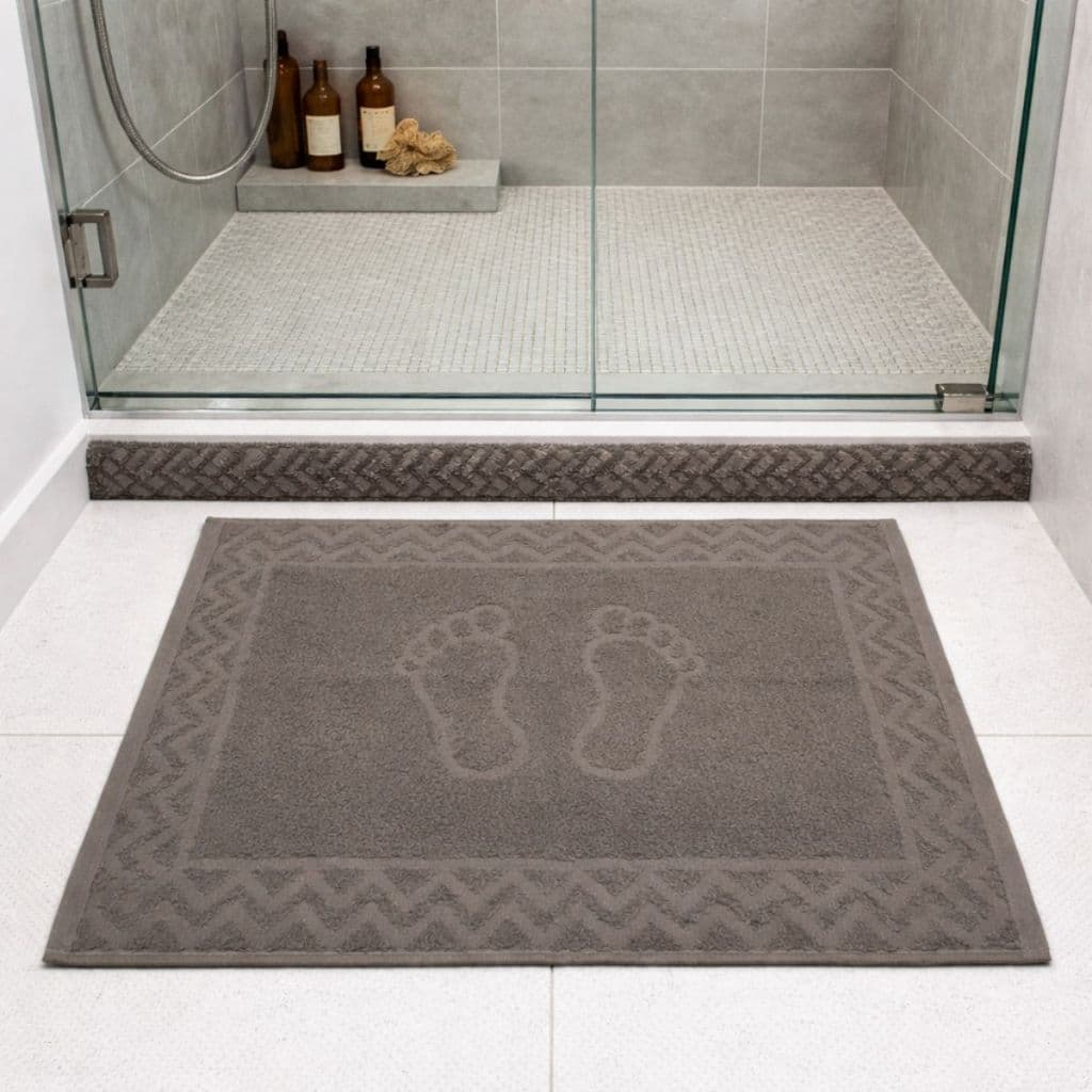Toalha de Piso para Banheiro 50x60cm |100% Algodão | Pezinho Jacquard Chevron - Armazém Da Decoração