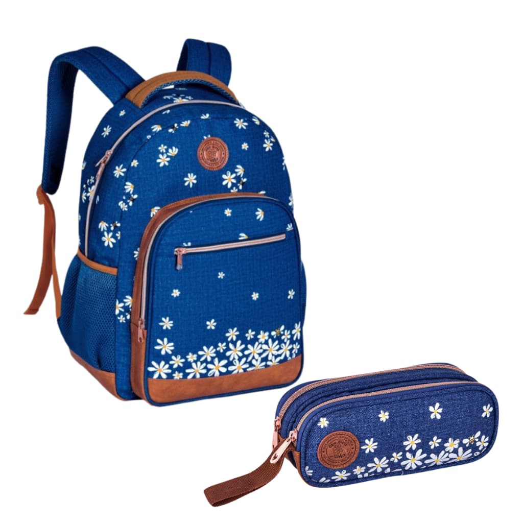 Kit Mochila Costas Escolar Juvenil Uatt Floral Feminina Mochila + Estojo | Oficial