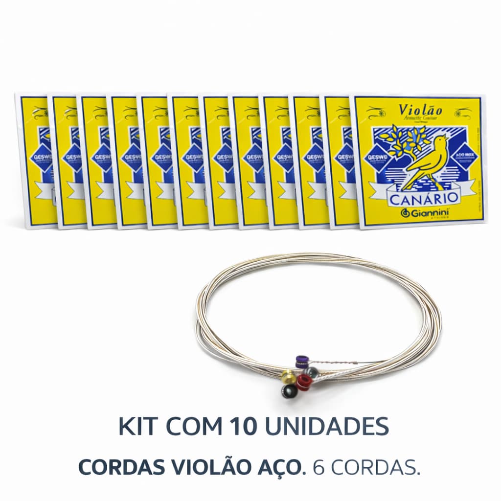 KIT 10 ENCORDOAMENTOS GIANNINI VIOLÃO GESWB AÇO C/BOLINHA 011