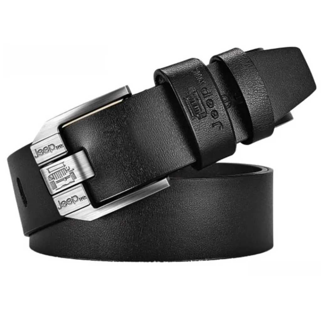 Cinto Premium Masculino Adulto Jeep  Casual Ajustável Preto Lisa 120 CM