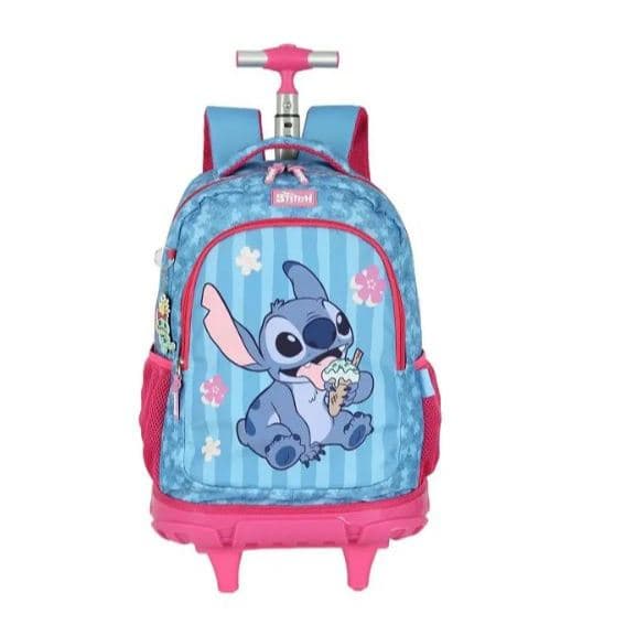 Mochila Escolar de Rodinhas STITCH Disney Azul e PINK - Luxcel