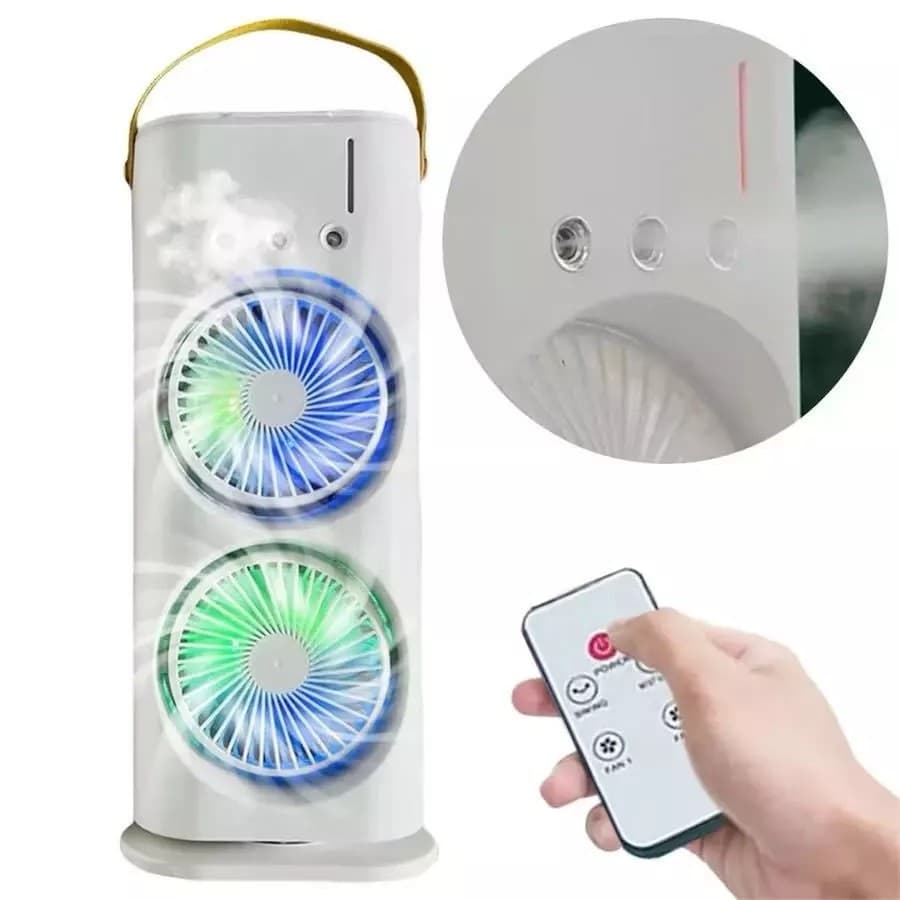 Mini Refrigerador De Ar Ventilador Umidificador Dupla Giratório+rgb Climatizador Ar
