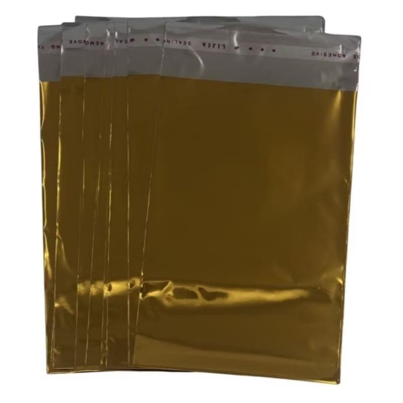 100 Sacos de presente metalizado 8x10cm adesivado