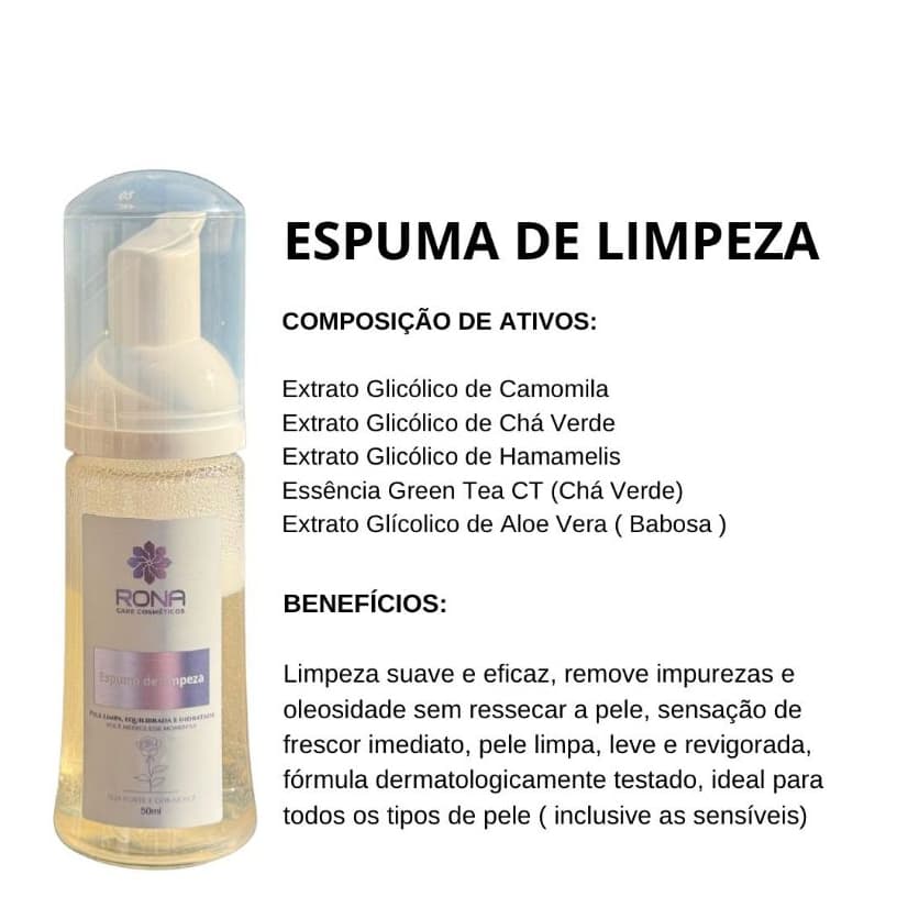 ESPUMA DE LIMPEZA FACIAL RONA CARE COSMÉTICOS LIMPEZA PROFUNDA SEM RESSECAR1086-C2