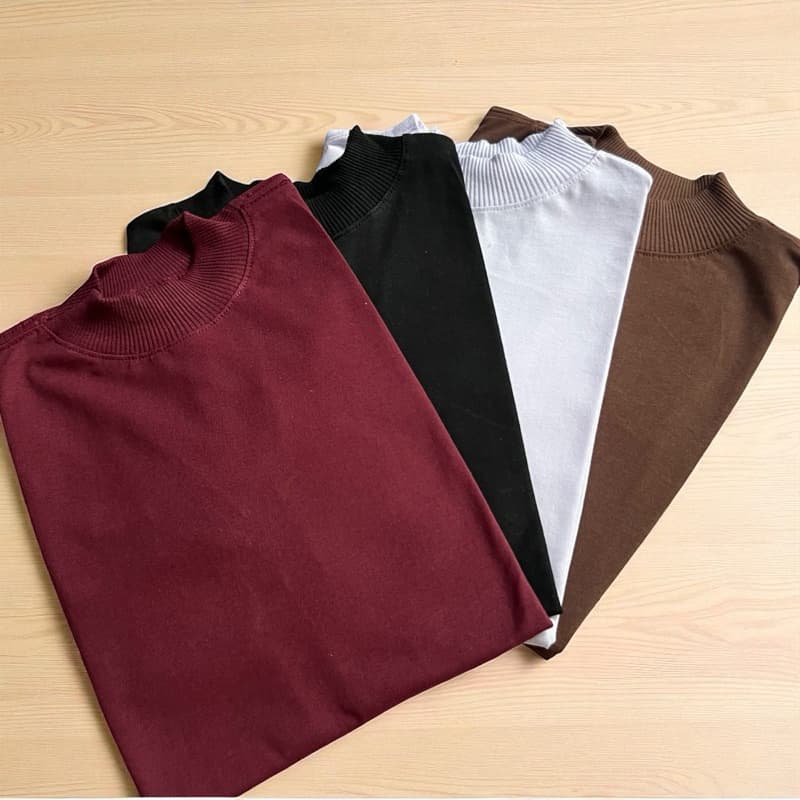 Camiseta Feminina Gola Alta Ribana 100% algodão Blusa Moderna