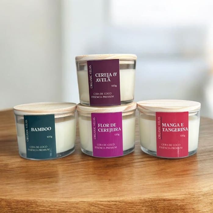 Vela artesanal | Vela Aromática | Vela Perfumada | Essência premium | Cera de coco 100g | Decoração de sala
