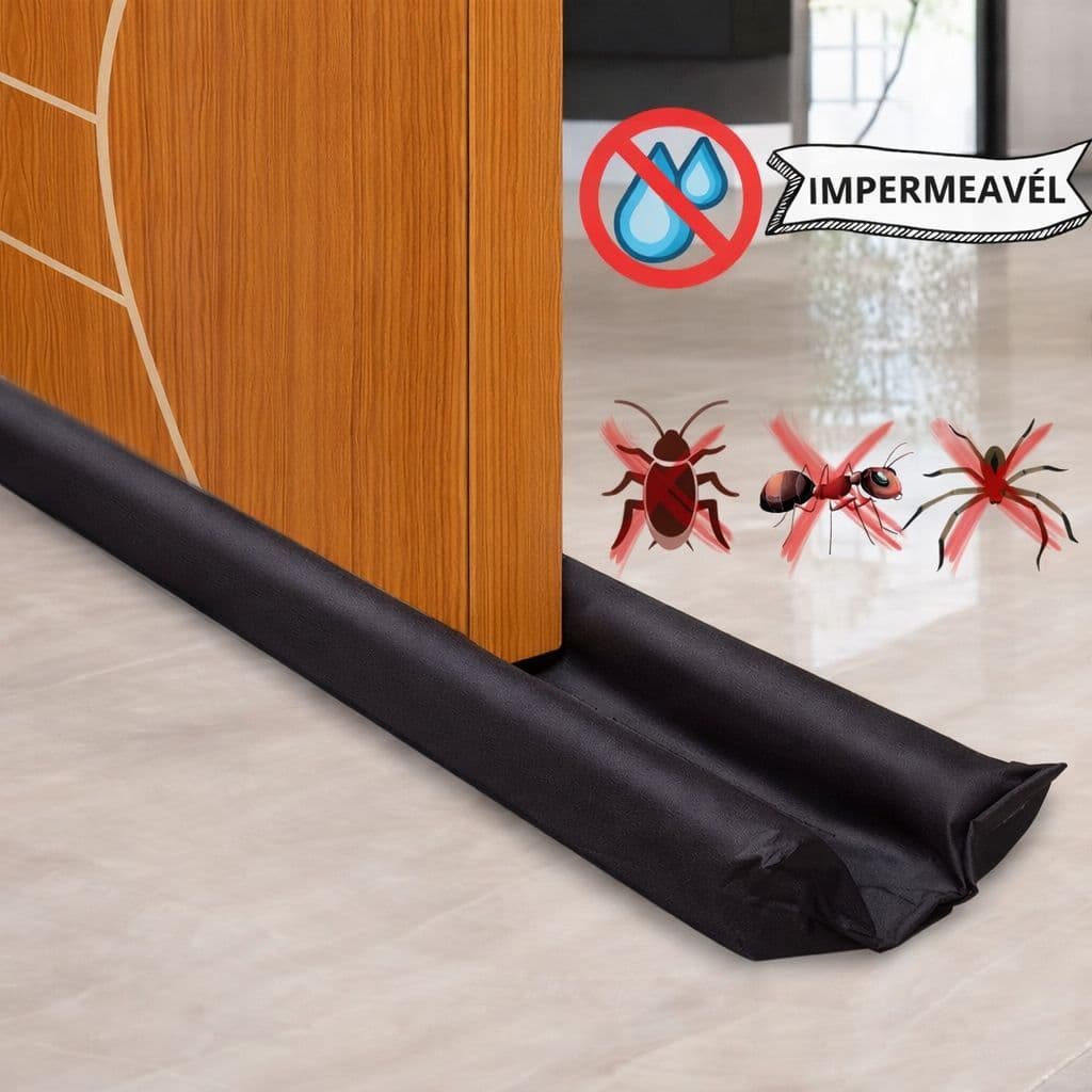 Kit de Veda Pó Porta Ajustável Protetor Rolinho Impermeável 80cm