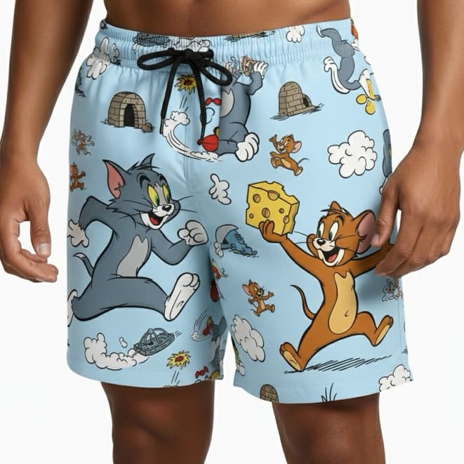 Short Masculino Bermuda Tom Anime Piscina Casual Academia Fitness Praia Lazer Mauricinho Envio Rapido 2026 Fim de Ano