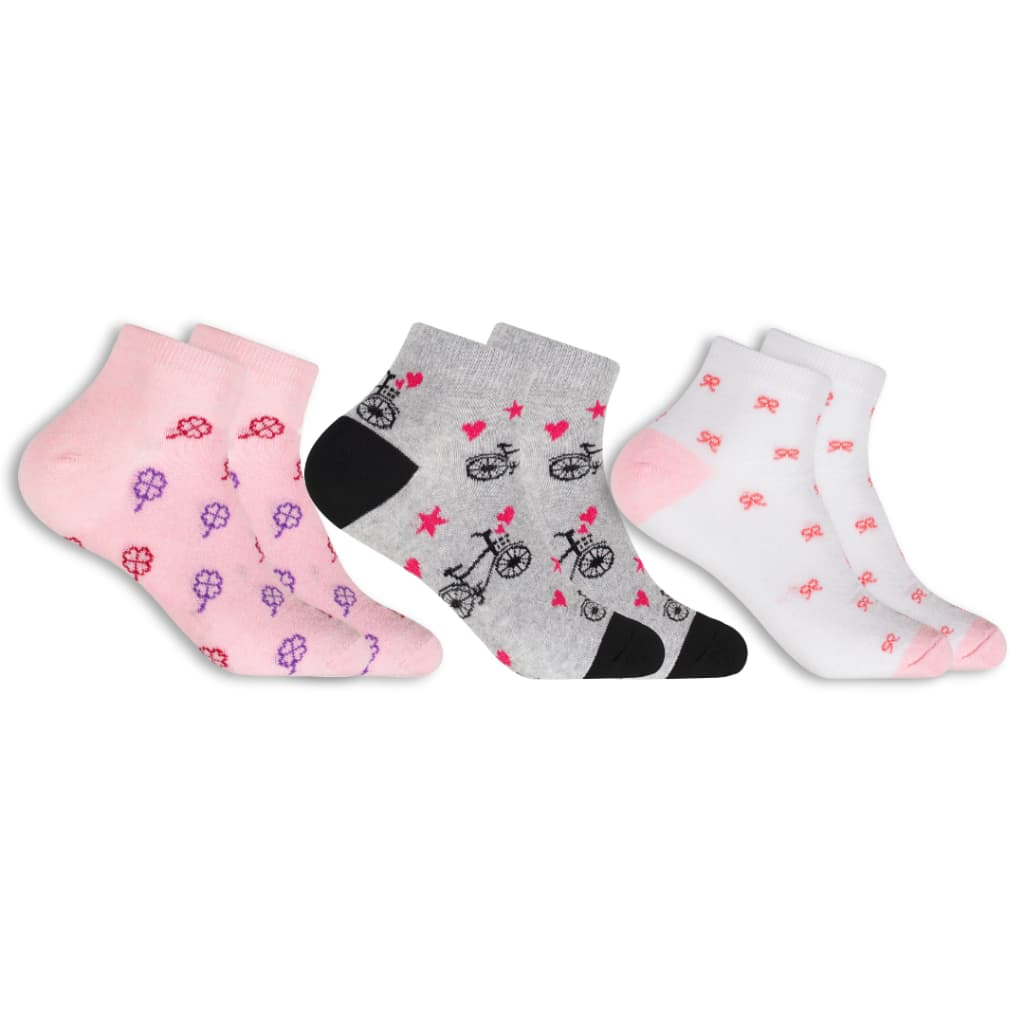 Kit 3/6 Pares Meia Feminina Trevo Bike Laço - Cano Curto