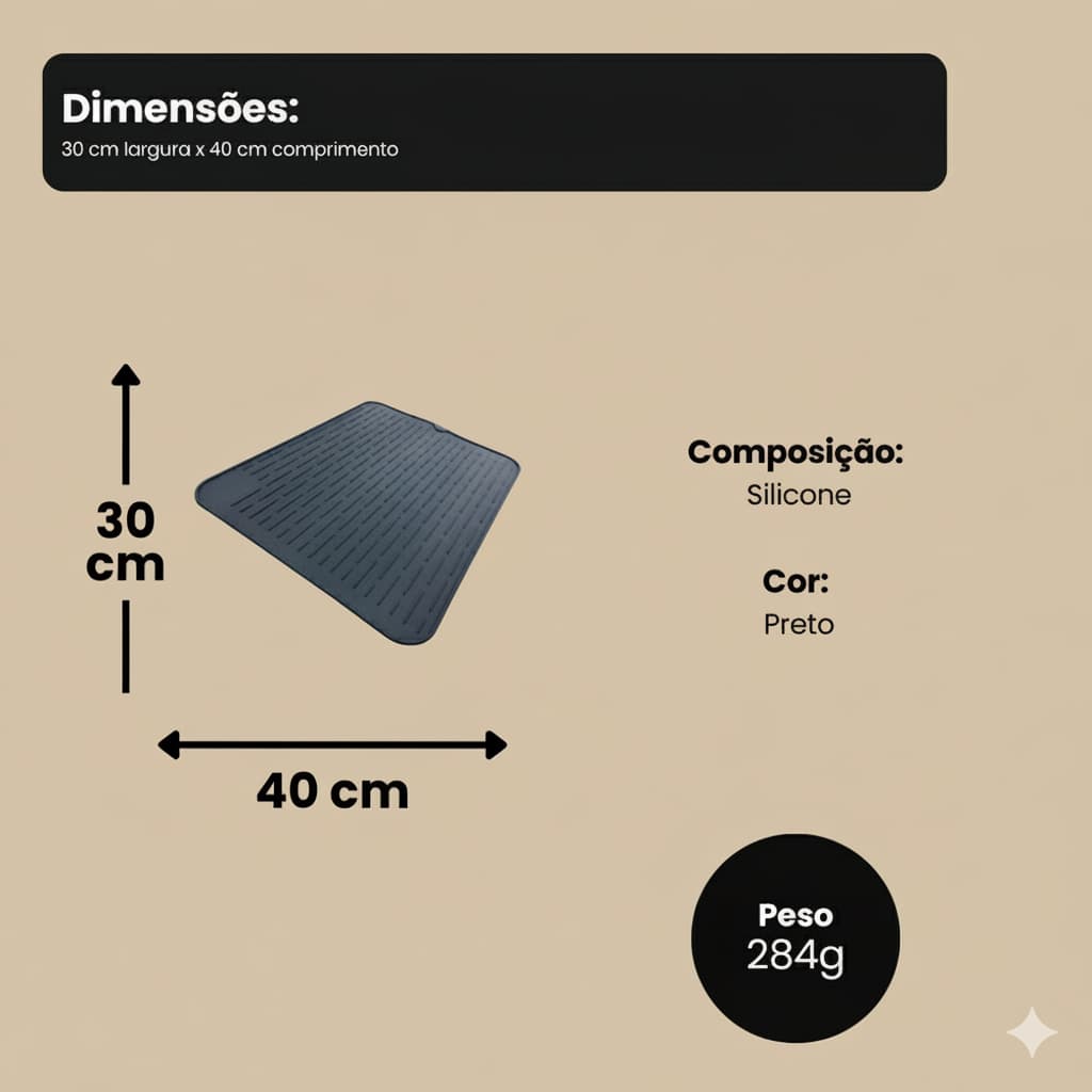 Tapete Silicone Escorredor De  Louça Descanso De Panelas Antiderrapante Para Mesa  Pia Bancadas