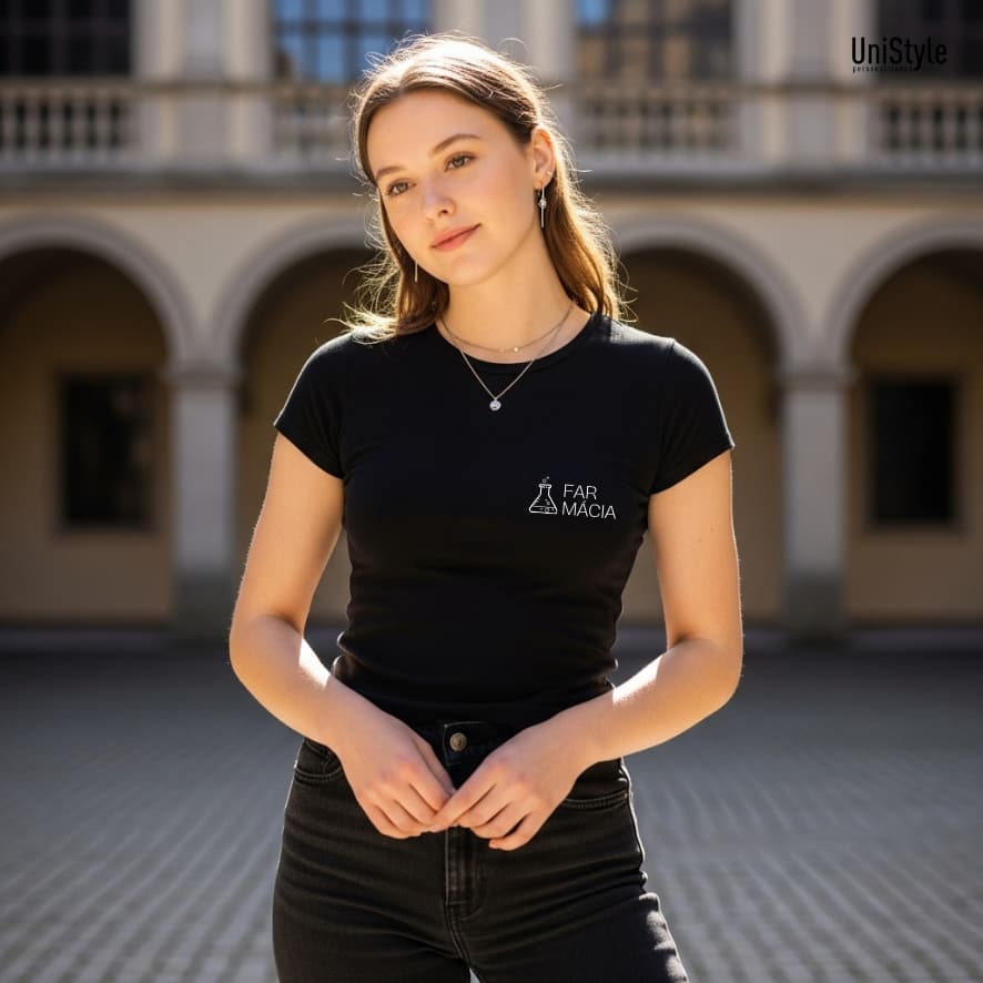 Camisa Unissex Farmácia Gola Careca Profissões Emblema em Malha 100% algodão