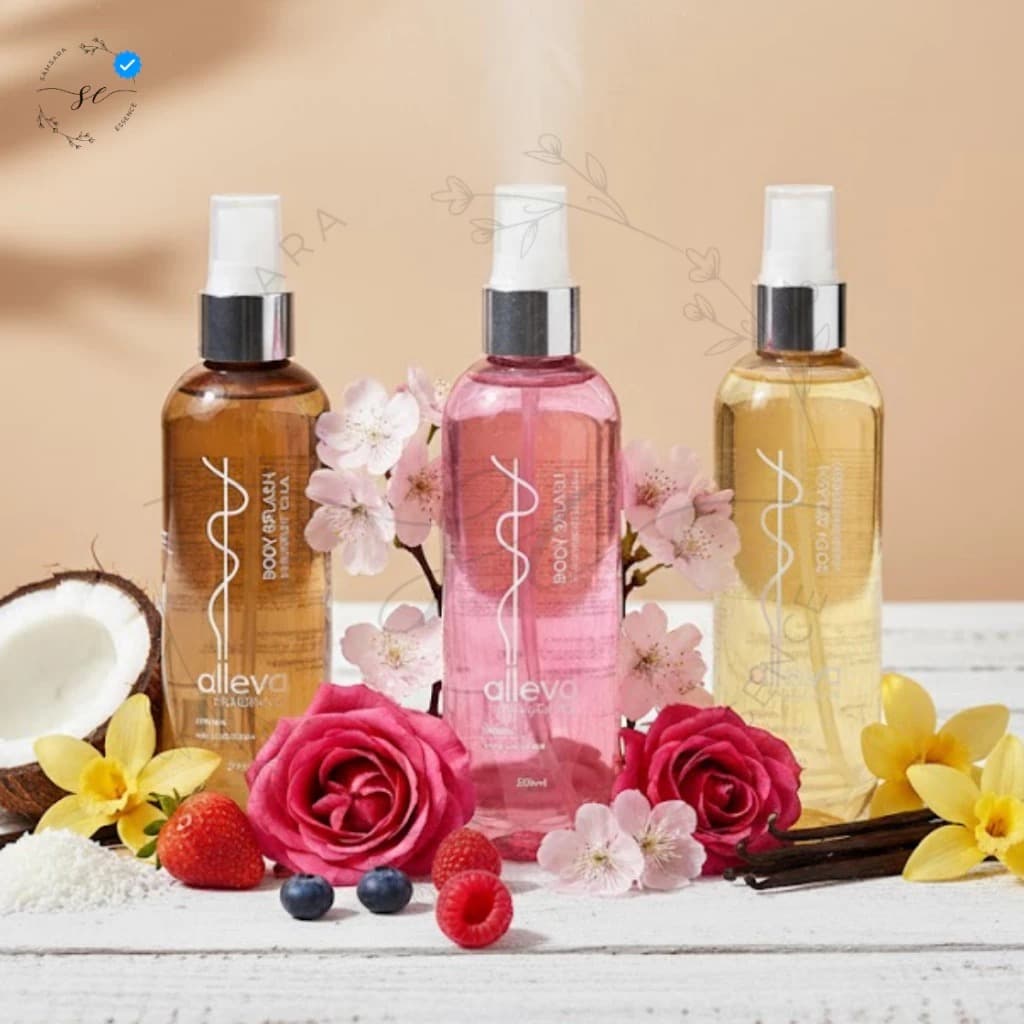 Body Splash Feminino Glow de Baunilha Aroma Doce Perfume Marcante com Brilho Suave Alleva