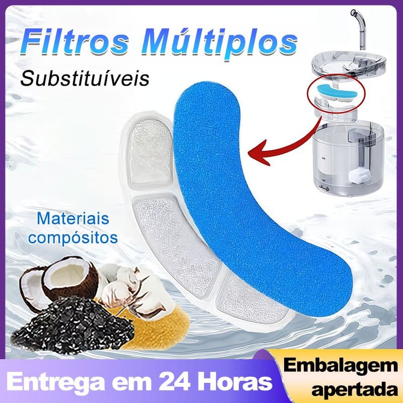 Filtros para substituição de bebedouros para filtragem de água, para gatos e cães, filtro de carvão