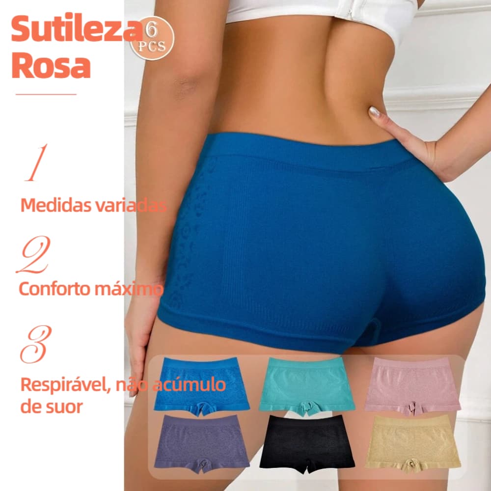 Kit 6 Calcinhas Confortável Suave Sem Costura Cintura Baixa Leve Poliamida 8202