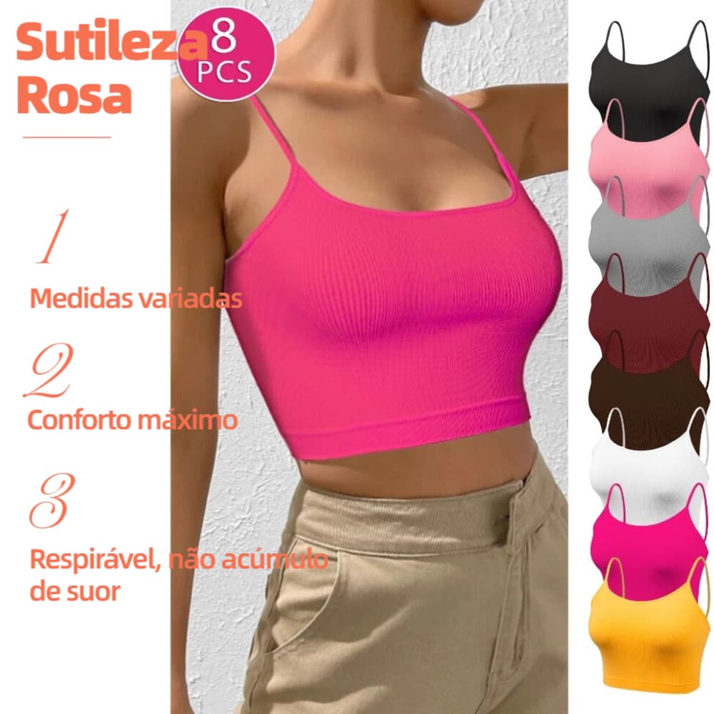 Kit sutiãs femininas sem costura alças elásticas confortáveis sem arame coloridos e lisos 9204