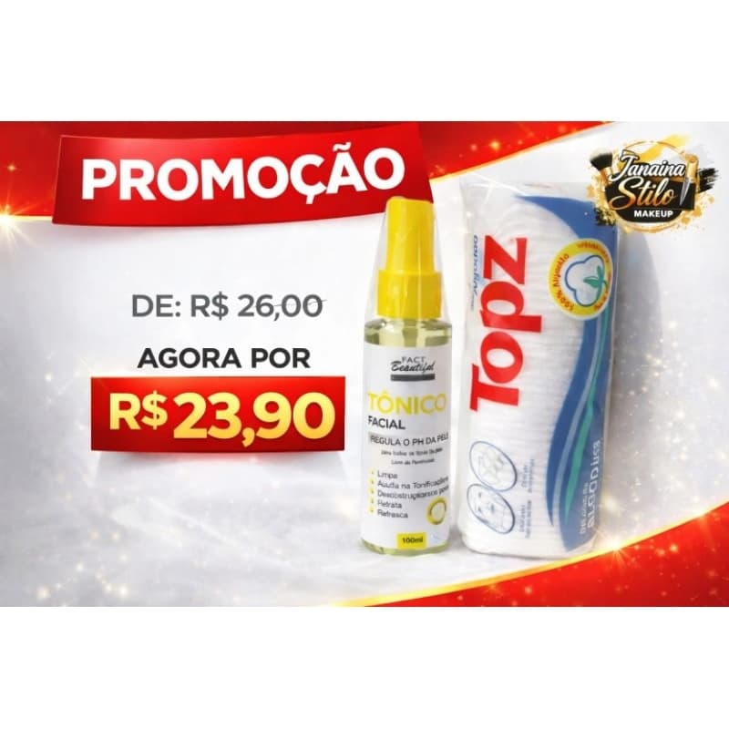 kit tônico facial+algodão topz