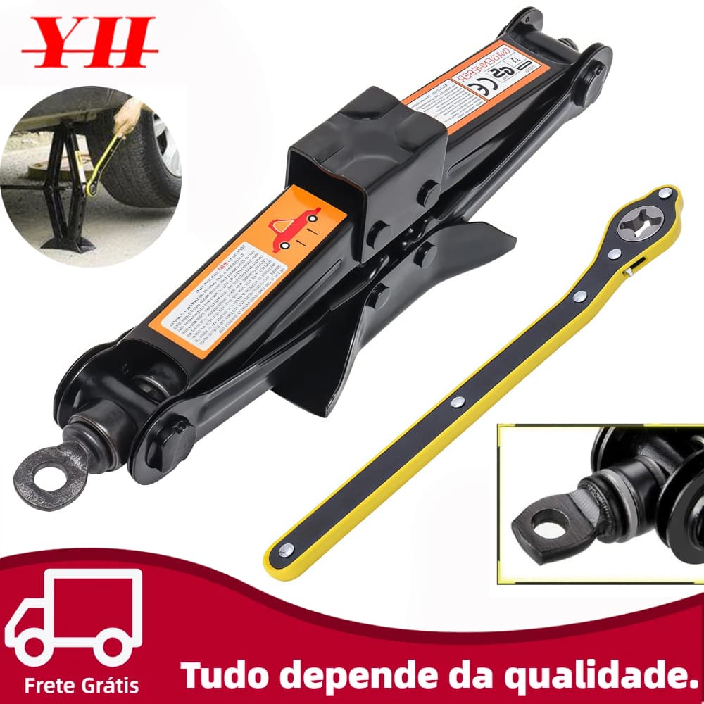 Macaco Mecânico Sanfona Universal 1500kg Aço Reforçado - Chave Catraca Vendida Separadamente