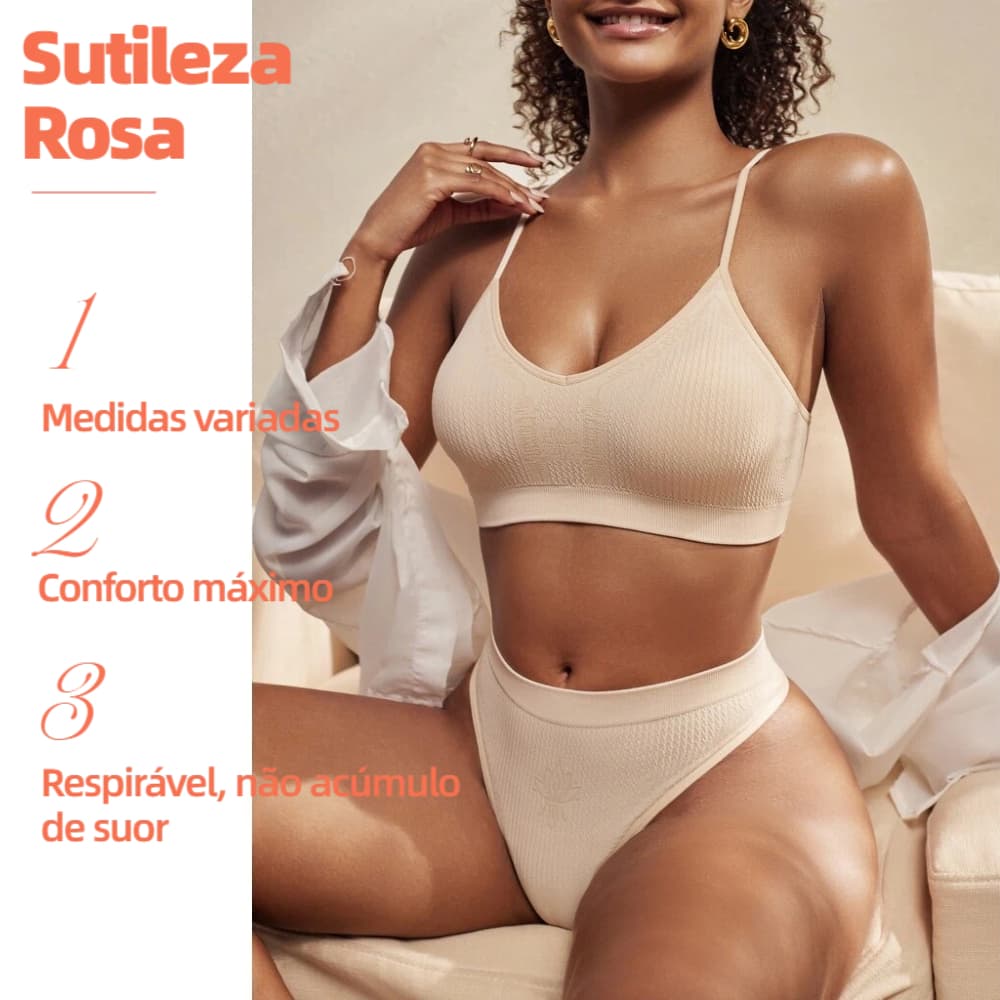 Conjunto de Soutien-Gorge Feminino e Calcinha Feminina de Cor Sólida com Almofada para o Peito Removível 9287