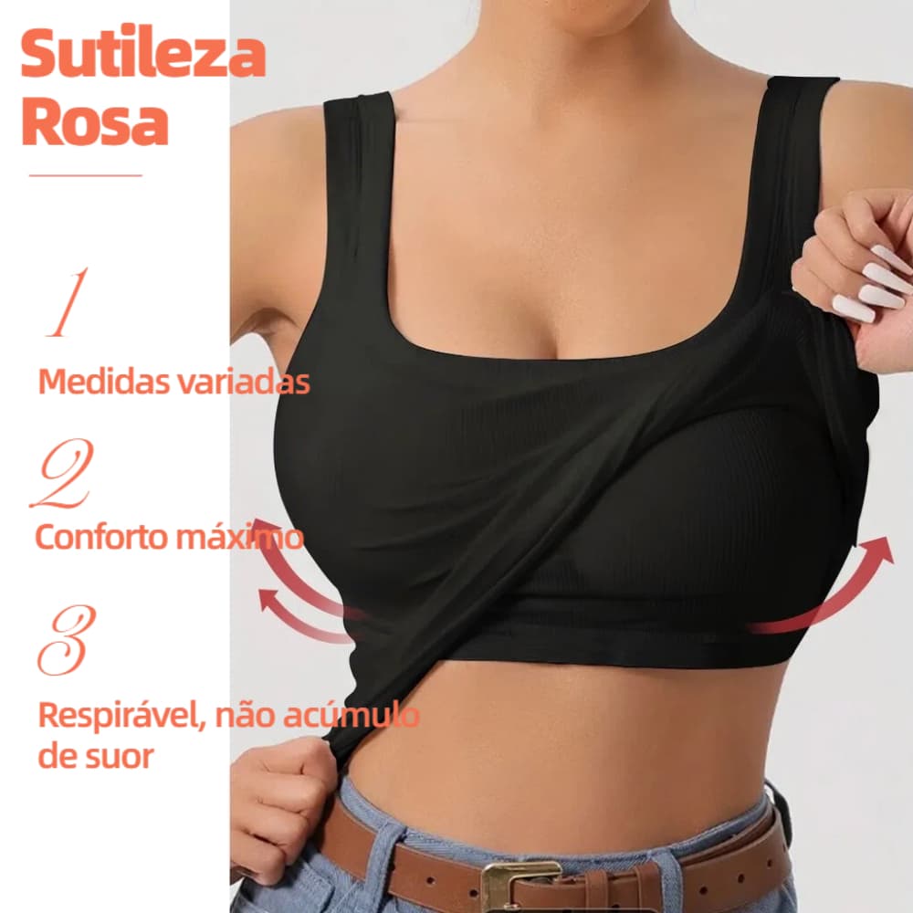 Blusa Feminina com Bojo Embutido sem costuras cor sólida– Modela, Sustenta e Dispensa Sutiã 9260