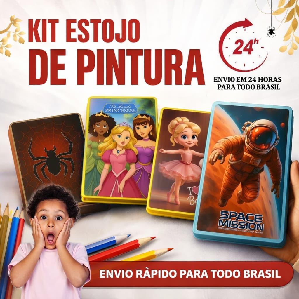 Estojo Maleta Escolar C/ Canetinha E Lapis Infantil Estojo 47 Peças Borracha Apontador Giz