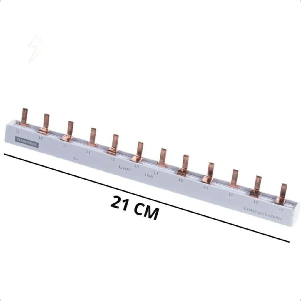 Barramento Din 2 Fases 12 Polos Tramontina Tipo Pente 21 Cm