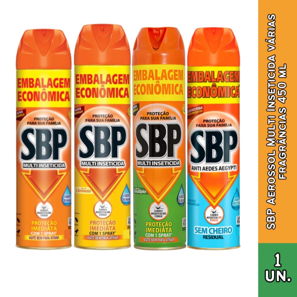 SBP Aerossol Multi Inseticida Várias fragrâncias 450 ml Escolha a Quantidade