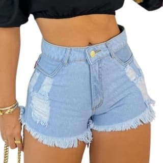 Short Jeans Feminino Soft Destroyed Desfiado HD - Loja Rose