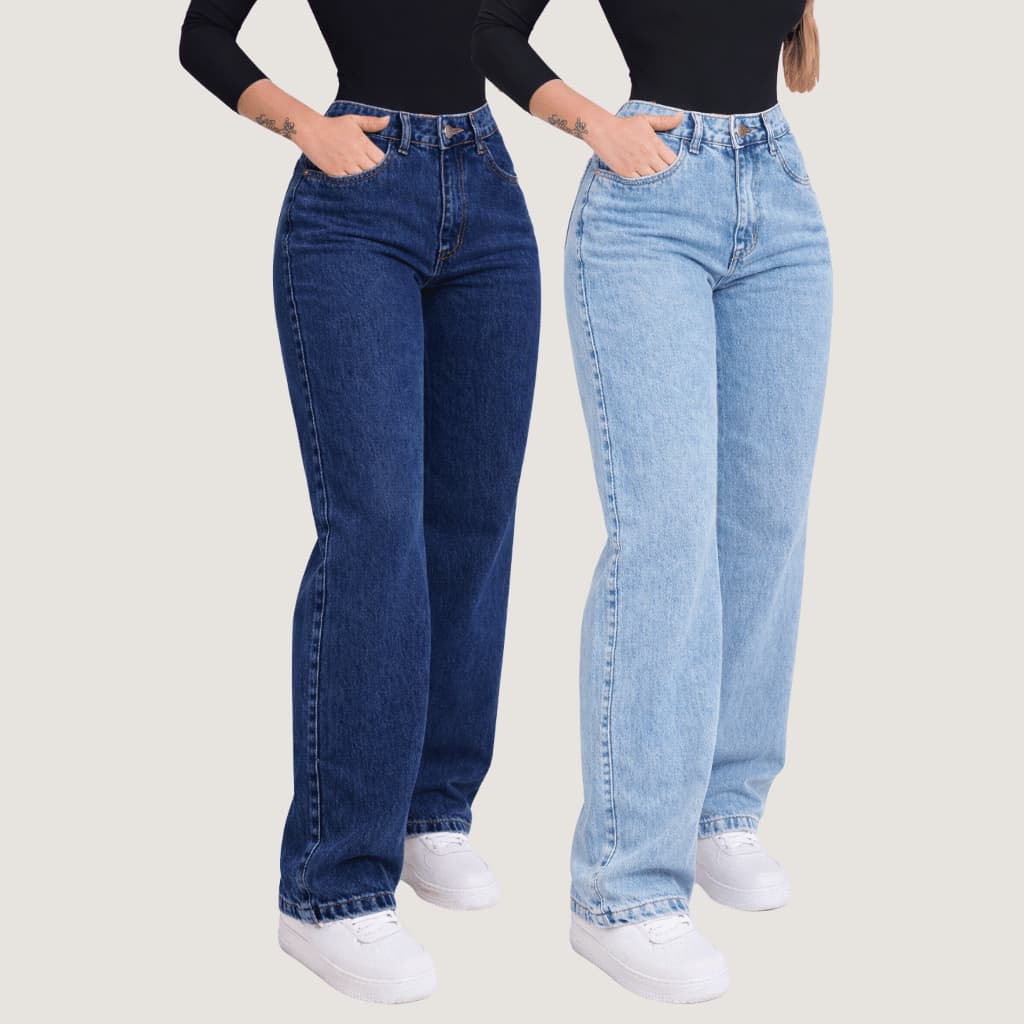 Kit Calça Wide Leg Feminina Cintura Alta Pantalona Fashion Casual Elegante Moda Verão Inverno Confortável Tecido Premium