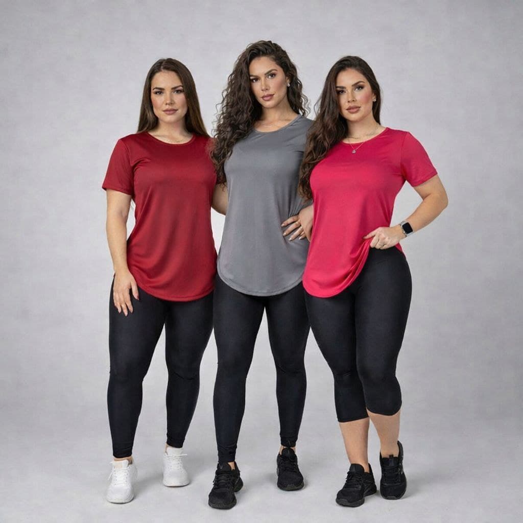 Kit 3 Blusas Femininas Academia Dry Fit  Fitness