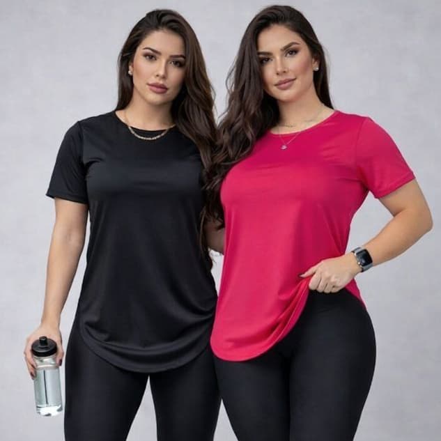 Camisa Feminina Academia Dry Fit Tapa Bum Bum kit com 2 peças camisetas