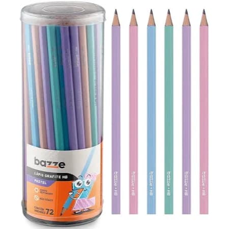 Lápis Grafite HB, Corpo Sextavado - Pastel - Bazze