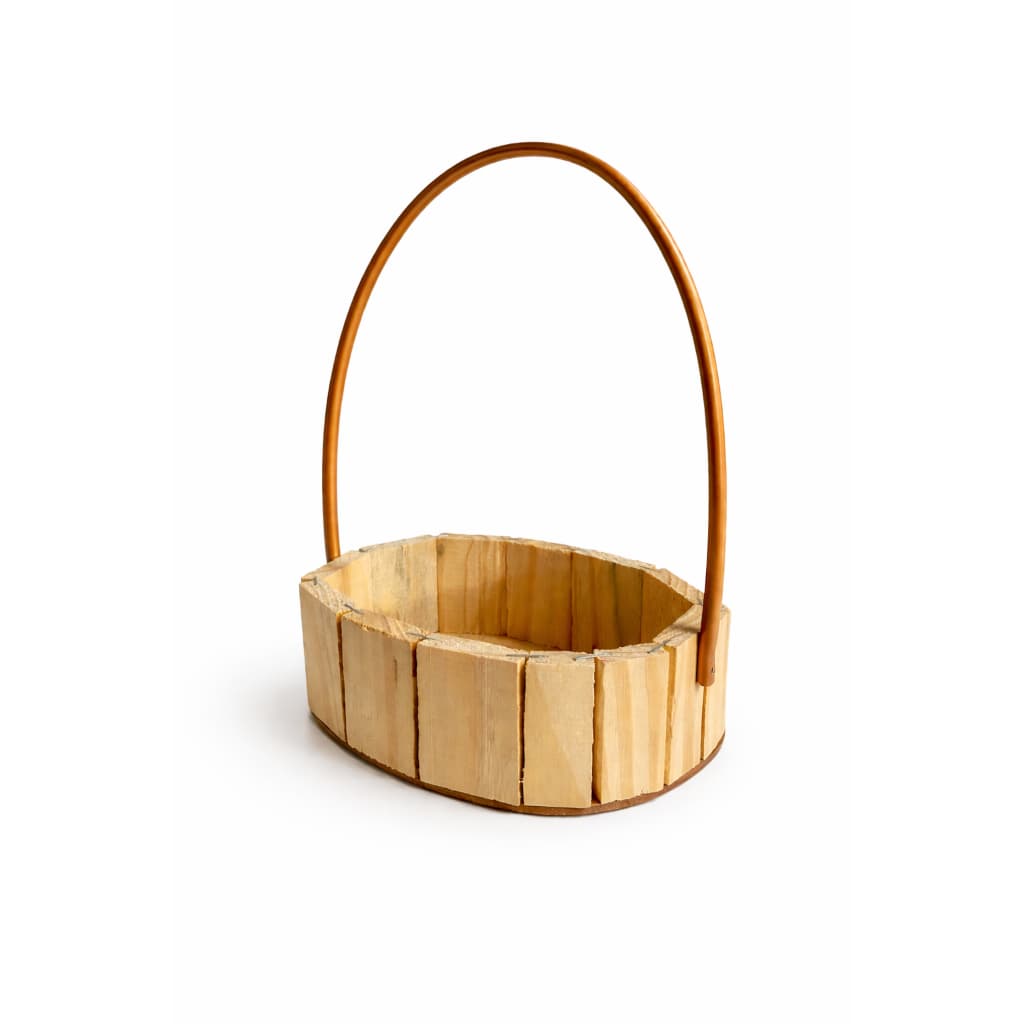 Kit 6 Cestas 15 Cm Madeira Páscoa Presente Dia das Mães Naomrados Oval P