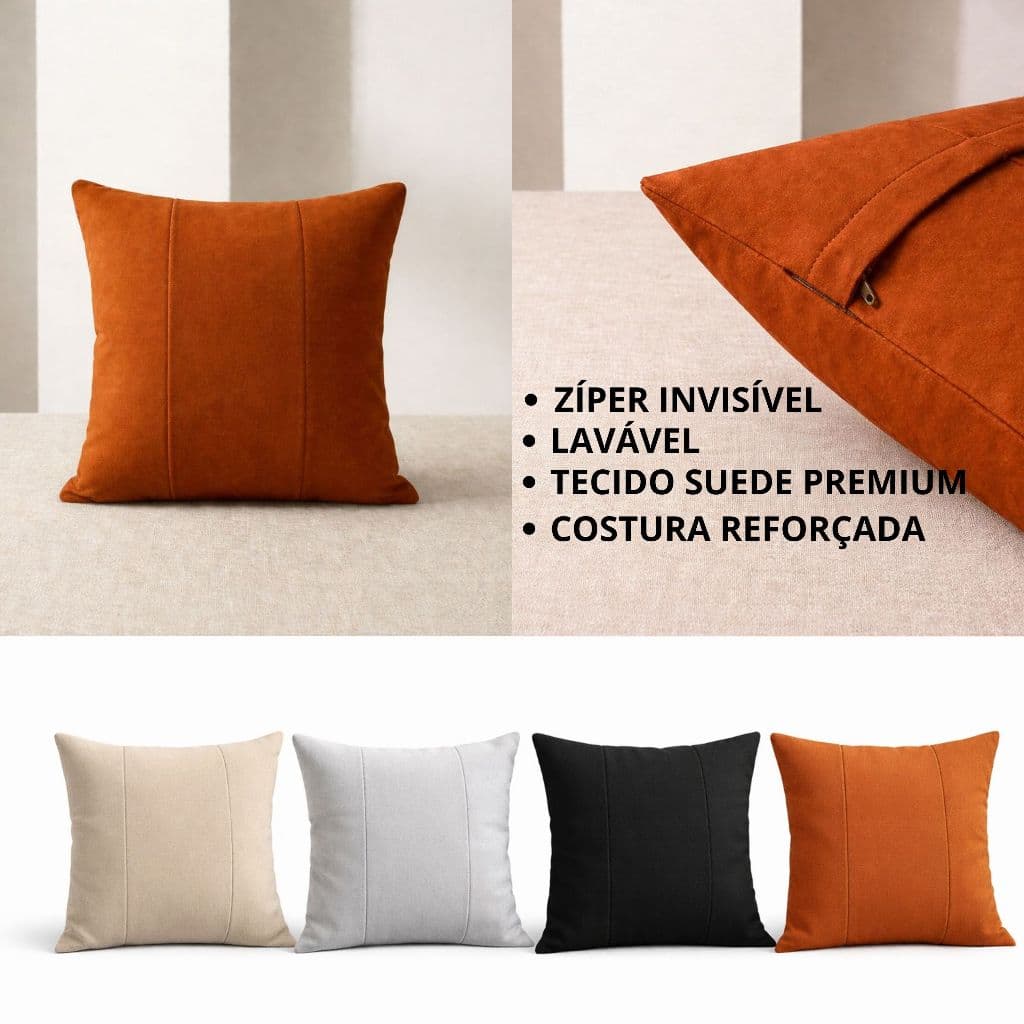 Kit 2 Capas de Almofadas 40x40 Tecido Suede Zíper invisível Envio Imediato Toque Elegância Qualidade