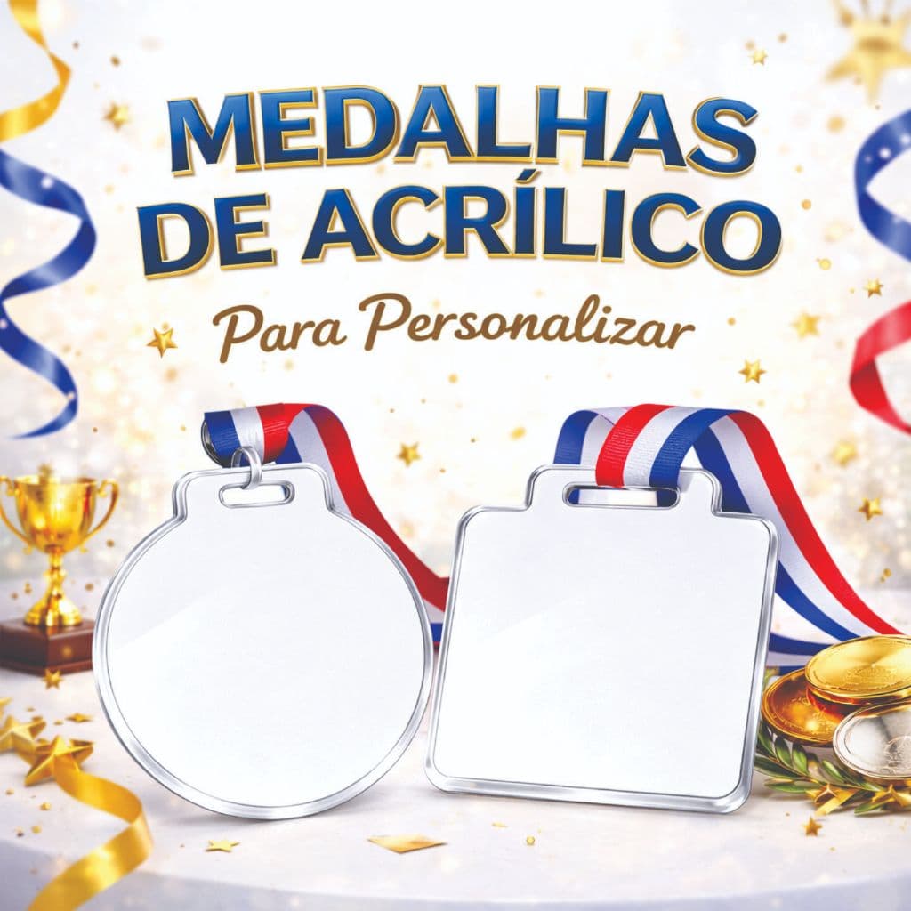 Kit Medalha Acrílica para Eventos e Premiações | Pronta para Personalizar