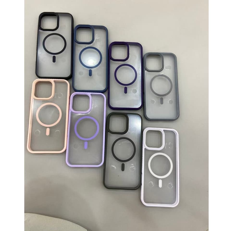 Capinha Silk MAGSAFE Borda Colorida Anti shock Para iPhone 11 13 14 15Promax