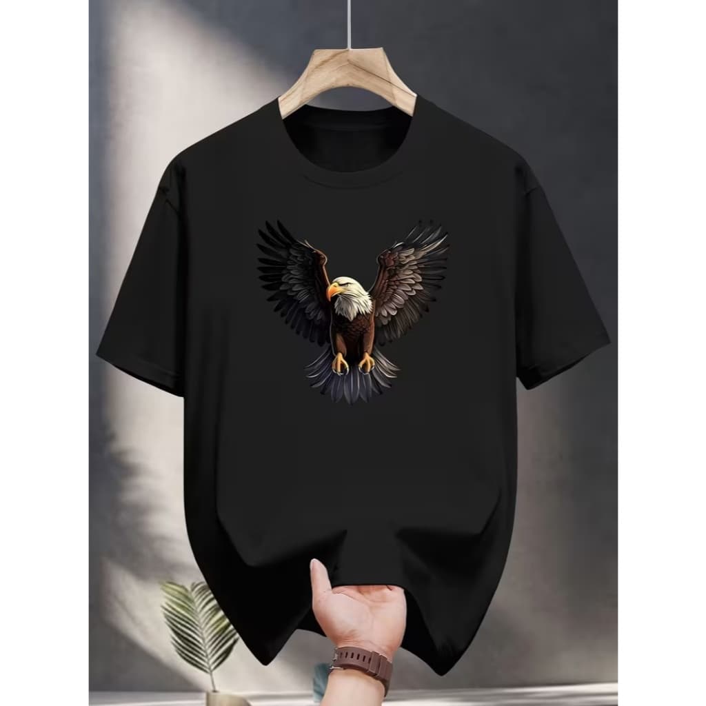 T-shirt gavião masculina 100% algodão camiseta estampa águia voo com garras abertas estilo ousado patriótico urbano hype