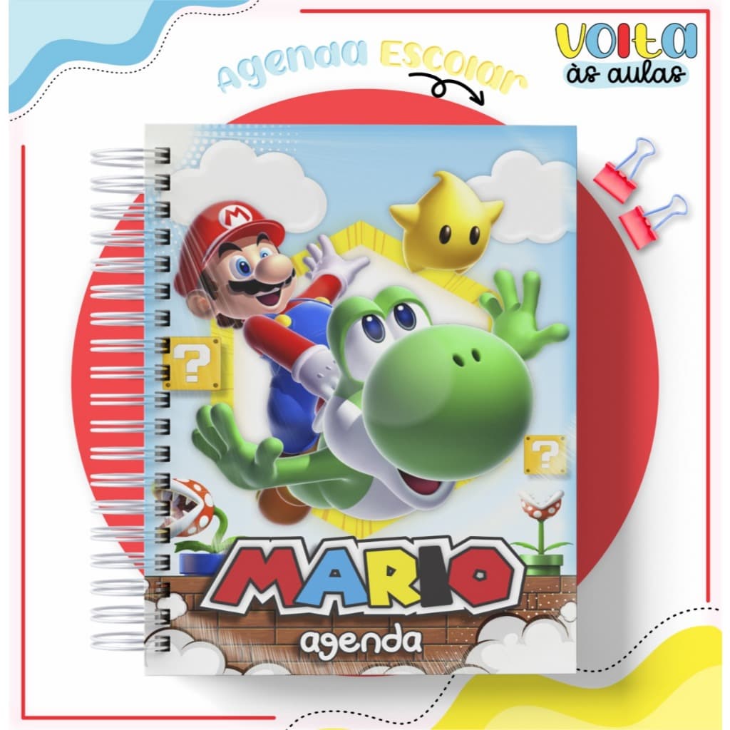 Agenda Escolar SUPER MARIO 1 Personalizada com Nome
